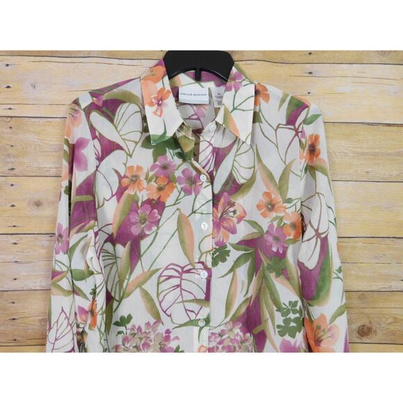 Alfred Dunner Shirt Petitie 12P Long Sleeve Multi Color Floral Button Down - Picture 2 of 7